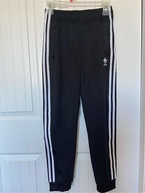 Adidas Black Jogger Pants with White Triple Stripes